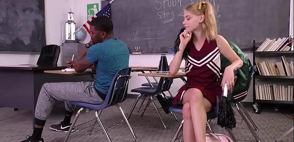  Blacked young blonde teenie girl Hannah Hays gets abused and forced by her teacher to fuck 2 black monster cocks
